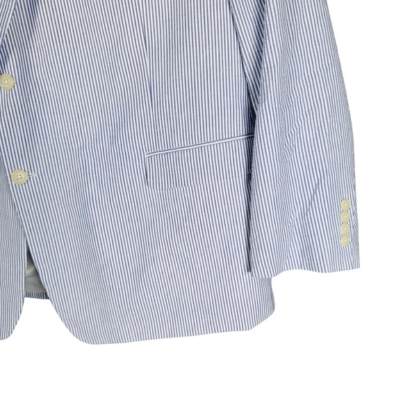 Saddlebred Mens Seersucker Blazer Jacket Blue White Stripe Cotton 54R Easter - Picture 4 of 15